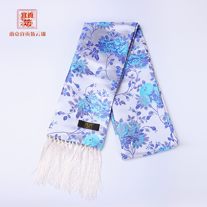 云锦青花瓷围巾