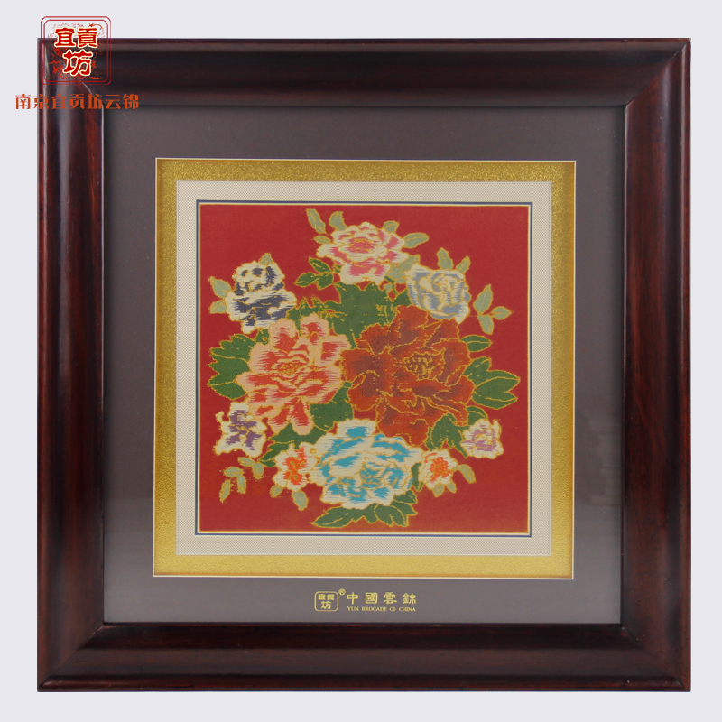 红底大牡丹框画