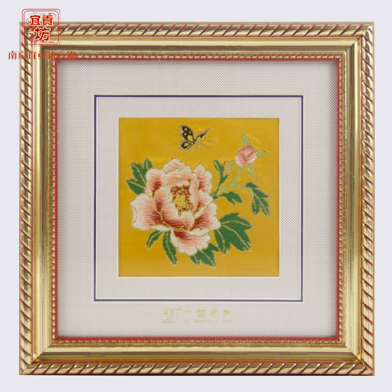 蚕丝底蝶恋花框画