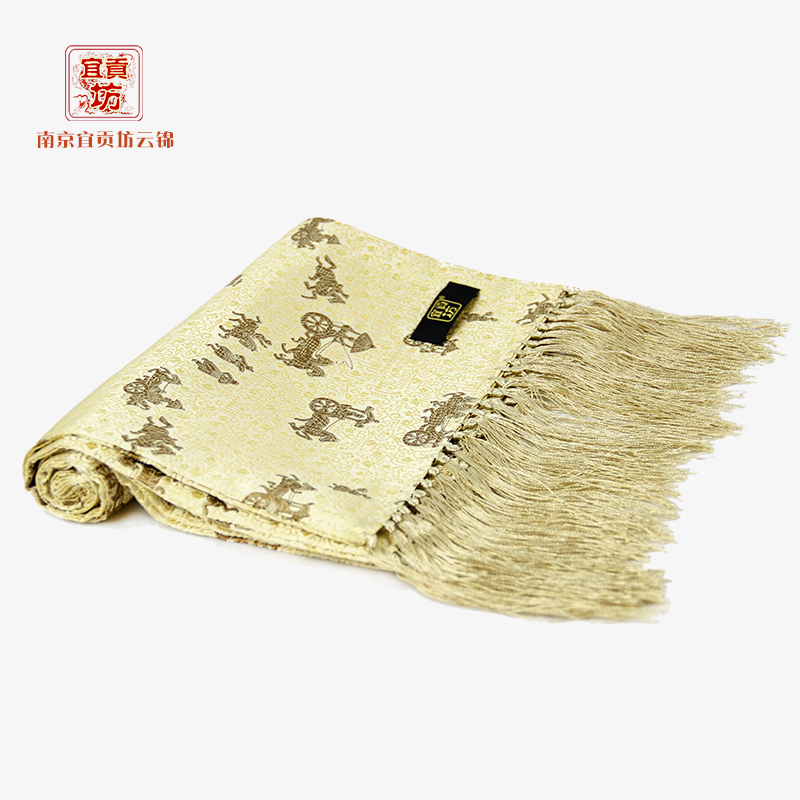 金底车马图云锦围巾